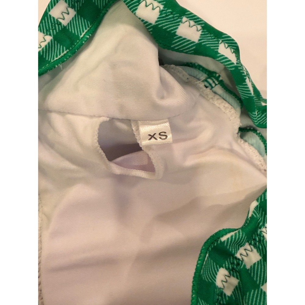 Cupshe Green Gingham Ruffle Bikini Set XS High Cut Swimwear - Picture 6 of 7